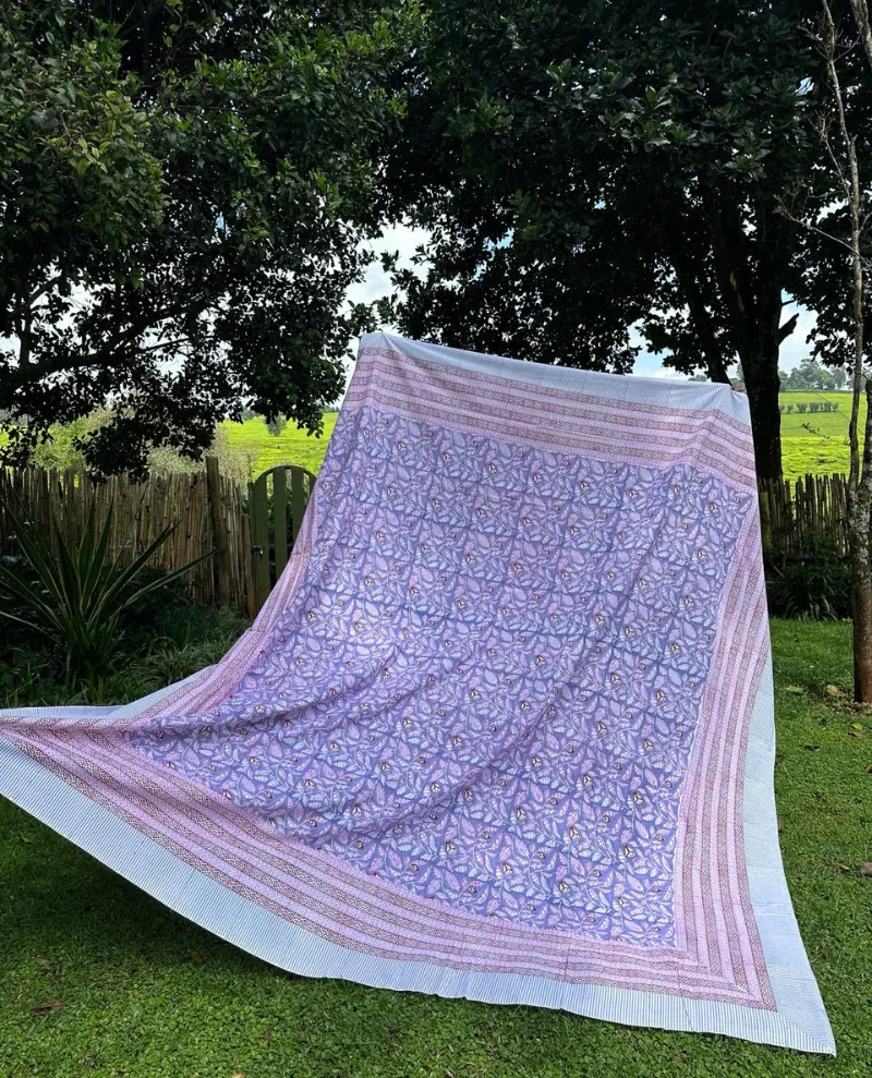 Block Print Lilac Pink Table Cloth Large