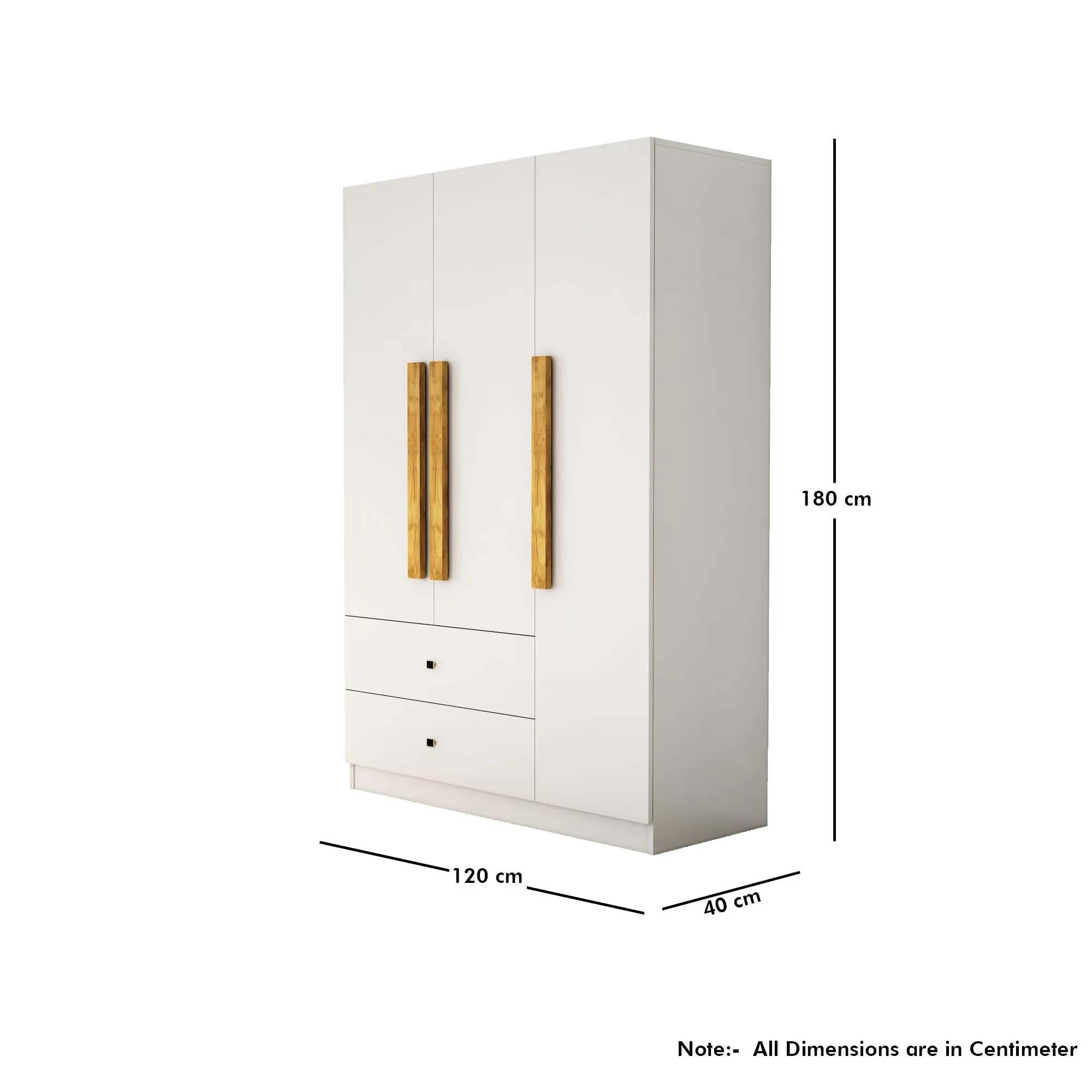 Bniture Wooden Almirah for Clothes, Door for Bedroom, 2 Door Wardrobe with Drawer & Hanging Space (45D x 75W x 180H CM) ALL (HXWB108, Frosty White)