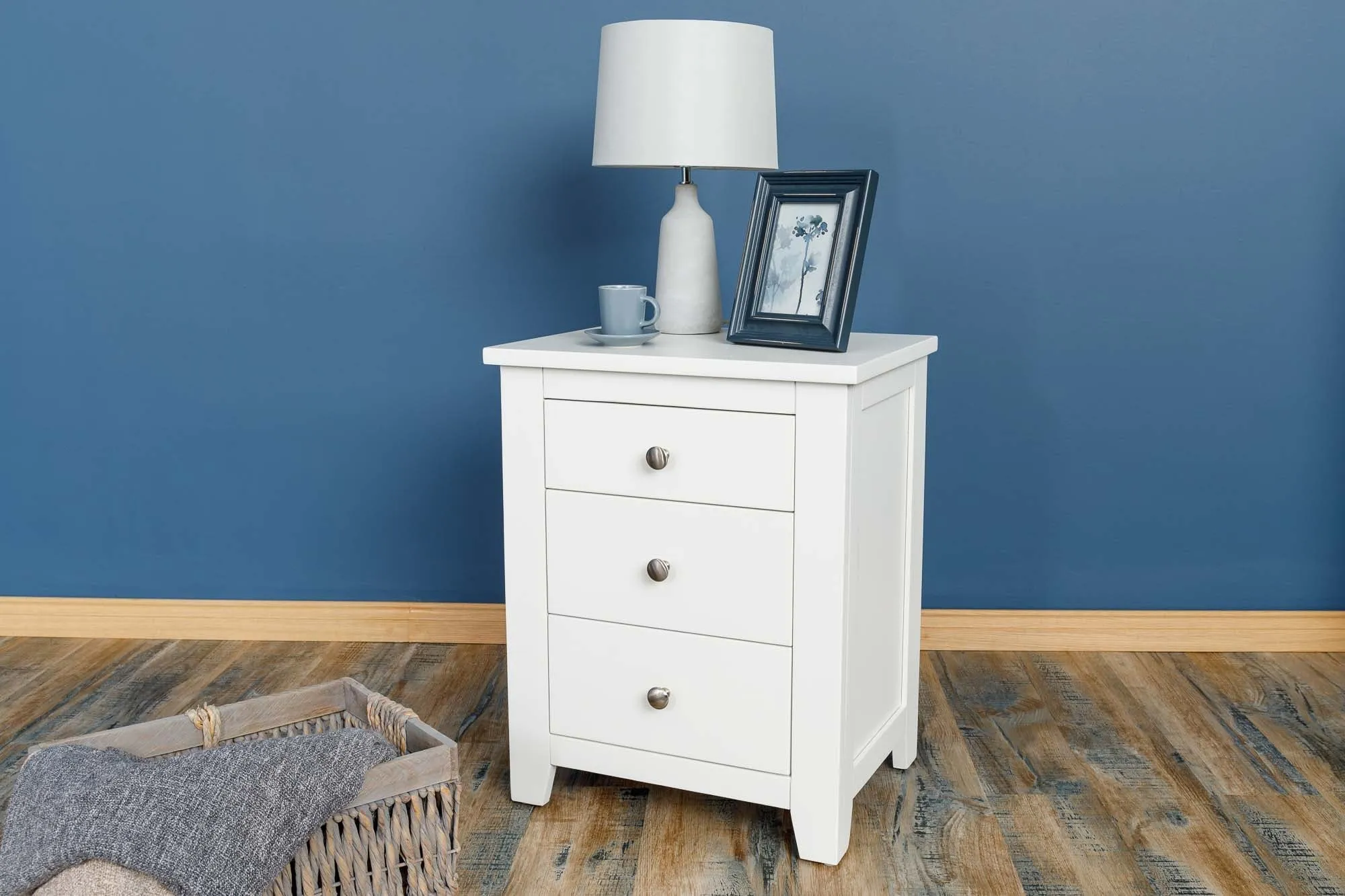 Boston Soft White 2 1 Drawer Bedside Table - CLEARANCE