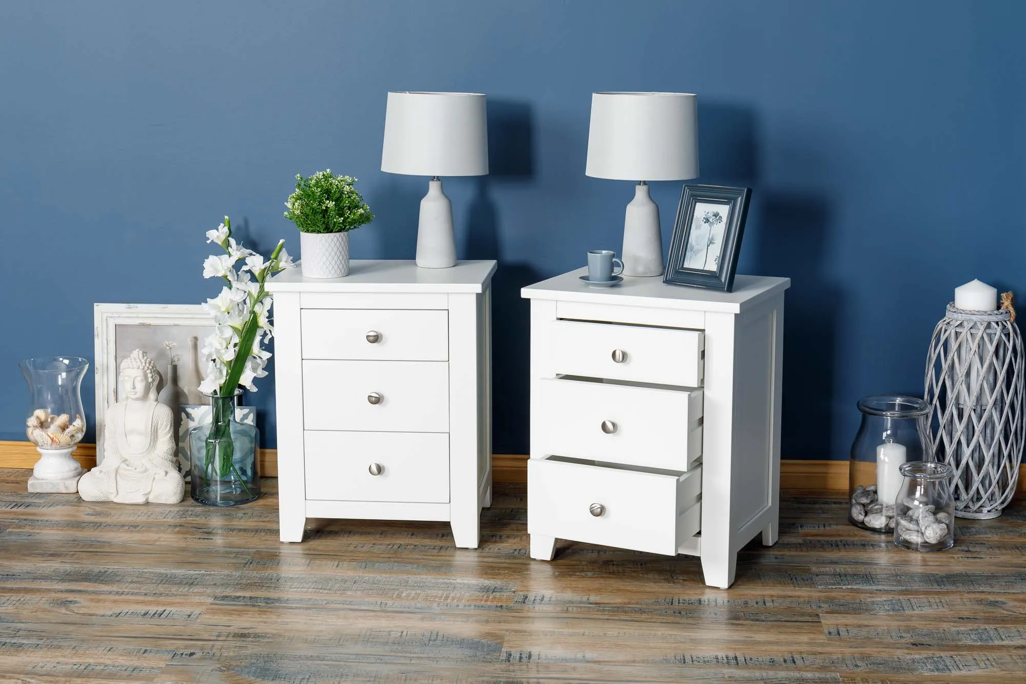 Boston Soft White 2 1 Drawer Bedside Table - CLEARANCE