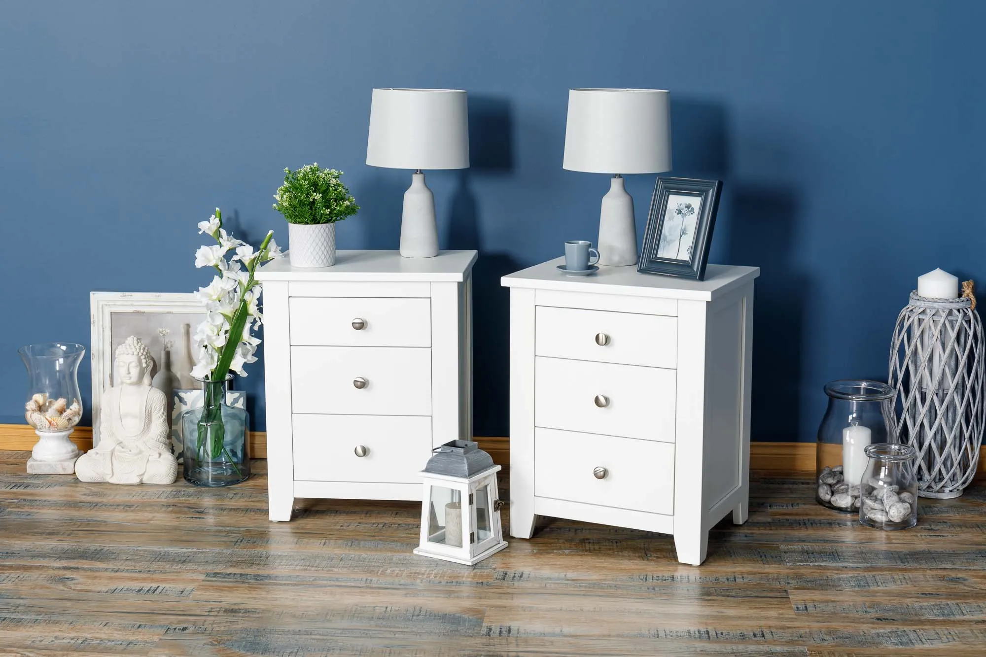 Boston Soft White 2 1 Drawer Bedside Table - CLEARANCE