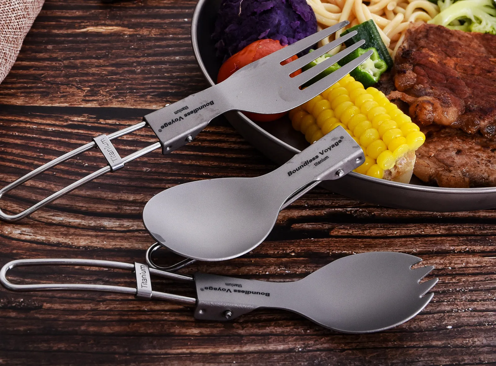 Boundless Voyage Titanium Cutlery spoon Folding Handle For Outdoor Camping Home Lightweight