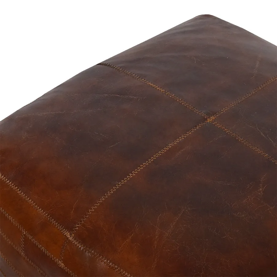 Bourbon Aged Leather Square Ottoman