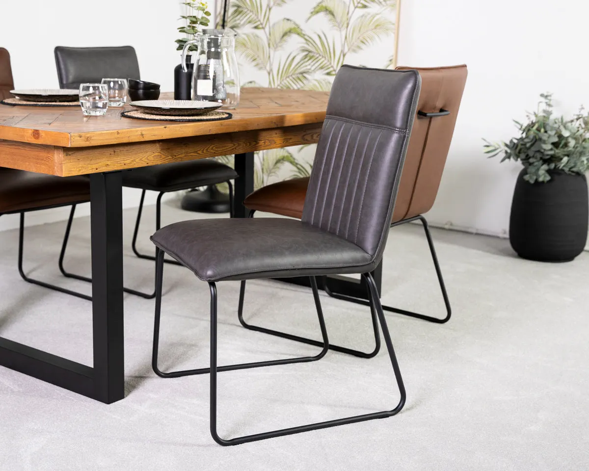 Brooklyn Large Extendable Cross Leg Dining Table (180cm - 240cm) & Grainger Grey Dining Chairs