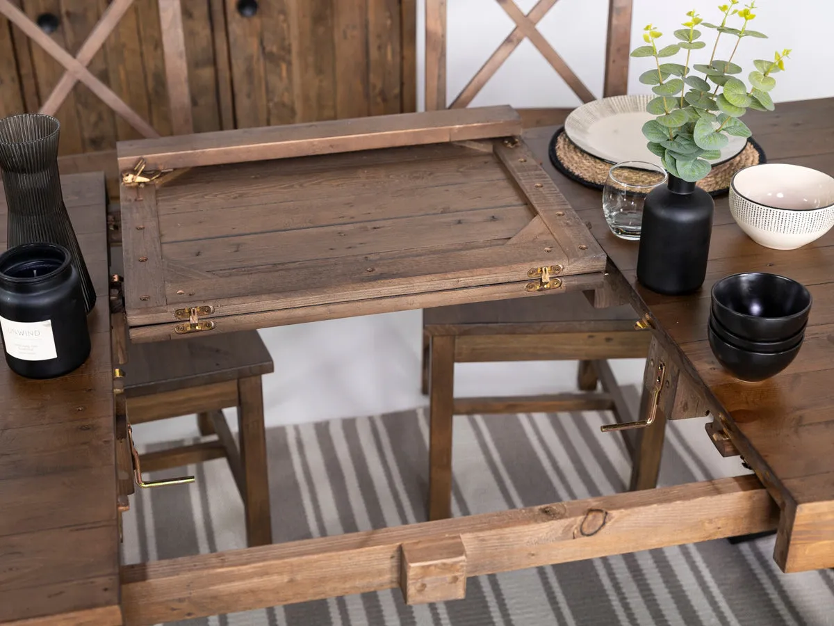 Brooklyn Large Extendable Cross Leg Dining Table (180cm - 240cm) & Grainger Grey Dining Chairs