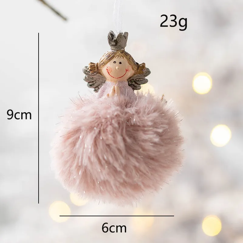 Bulk Angel Plush Ball Pendant Hanging Ornaments for Christmas Wedding Party Decor Birthday Gifts Wholesale