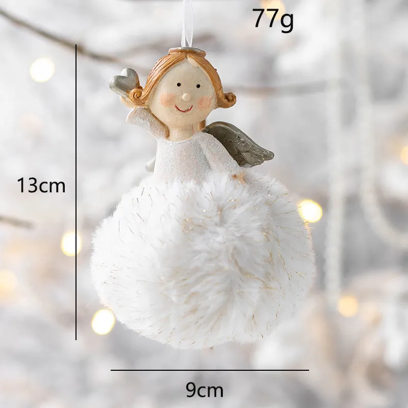 Bulk Angel Plush Ball Pendant Hanging Ornaments for Christmas Wedding Party Decor Birthday Gifts Wholesale