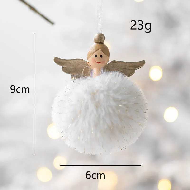 Bulk Angel Plush Ball Pendant Hanging Ornaments for Christmas Wedding Party Decor Birthday Gifts Wholesale