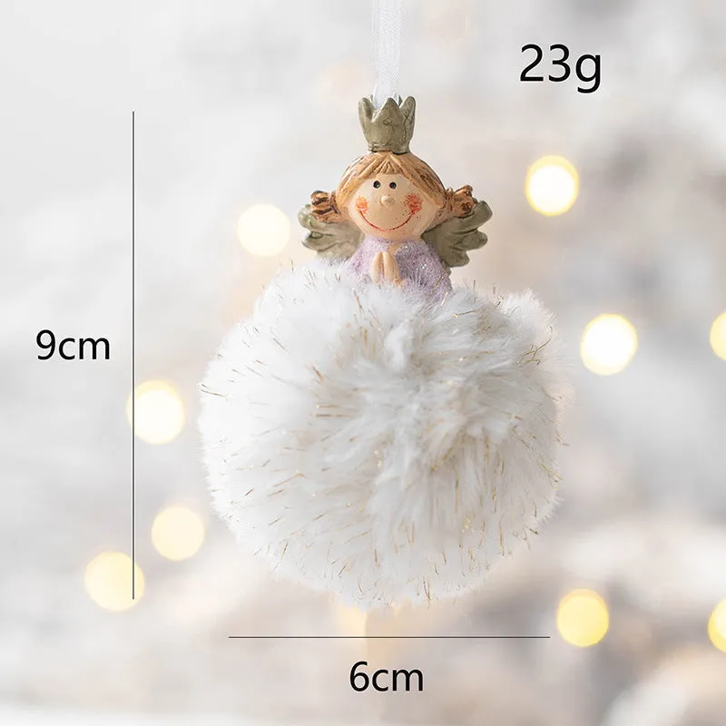 Bulk Angel Plush Ball Pendant Hanging Ornaments for Christmas Wedding Party Decor Birthday Gifts Wholesale