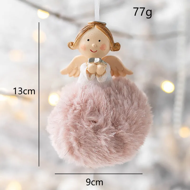 Bulk Angel Plush Ball Pendant Hanging Ornaments for Christmas Wedding Party Decor Birthday Gifts Wholesale