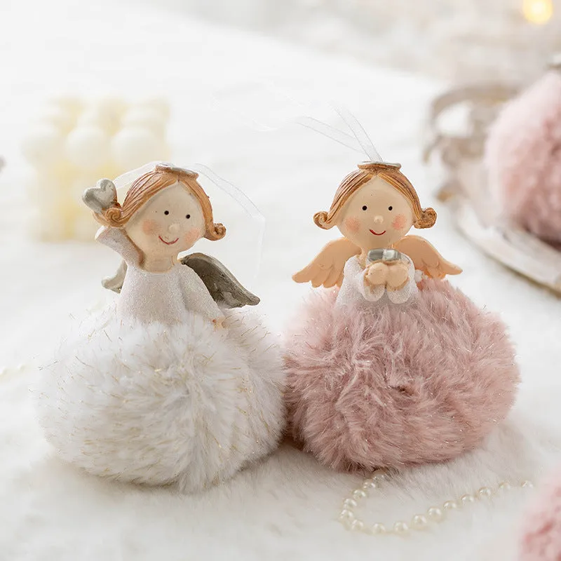 Bulk Angel Plush Ball Pendant Hanging Ornaments for Christmas Wedding Party Decor Birthday Gifts Wholesale