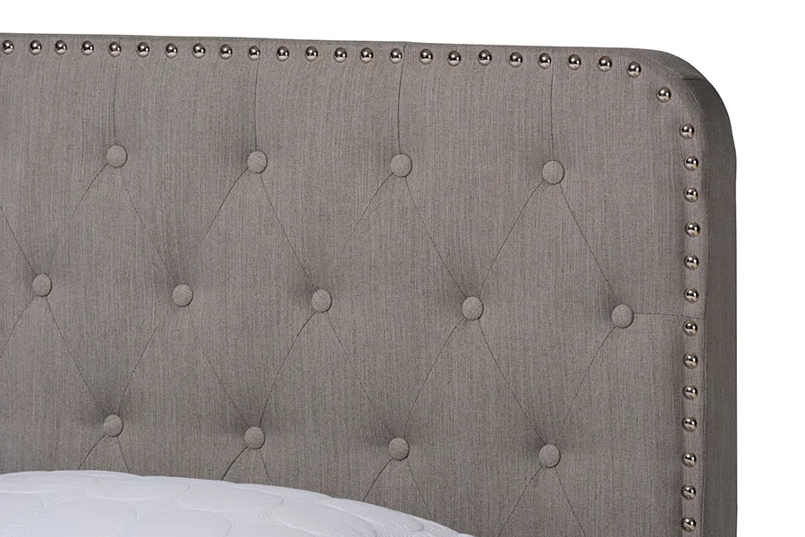 Camila Gray Fabric Upholstered Button Tufted Panel Bed (King)