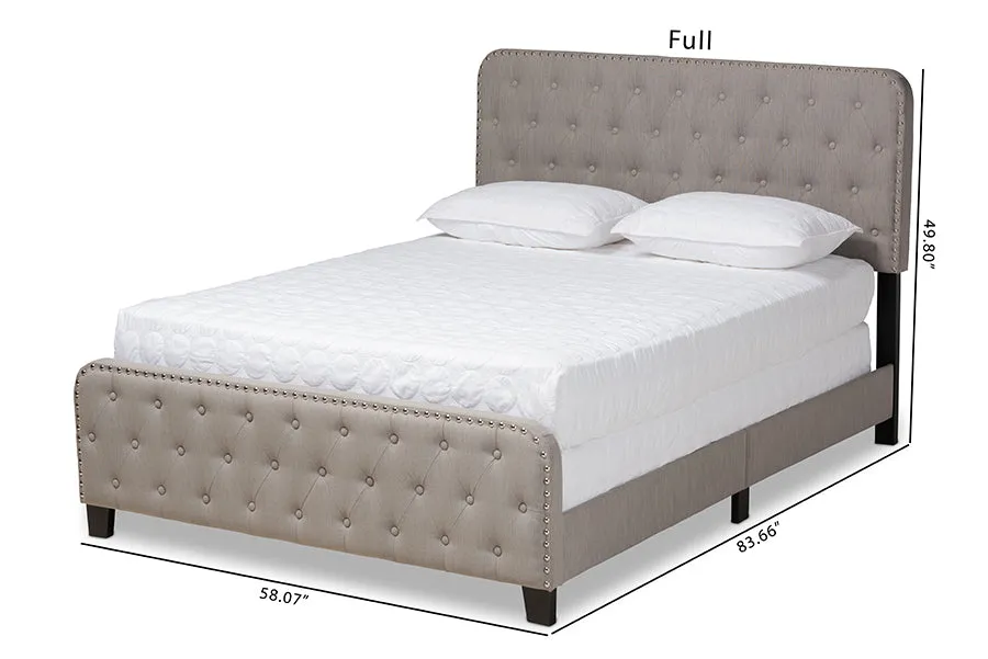 Camila Gray Fabric Upholstered Button Tufted Panel Bed (King)