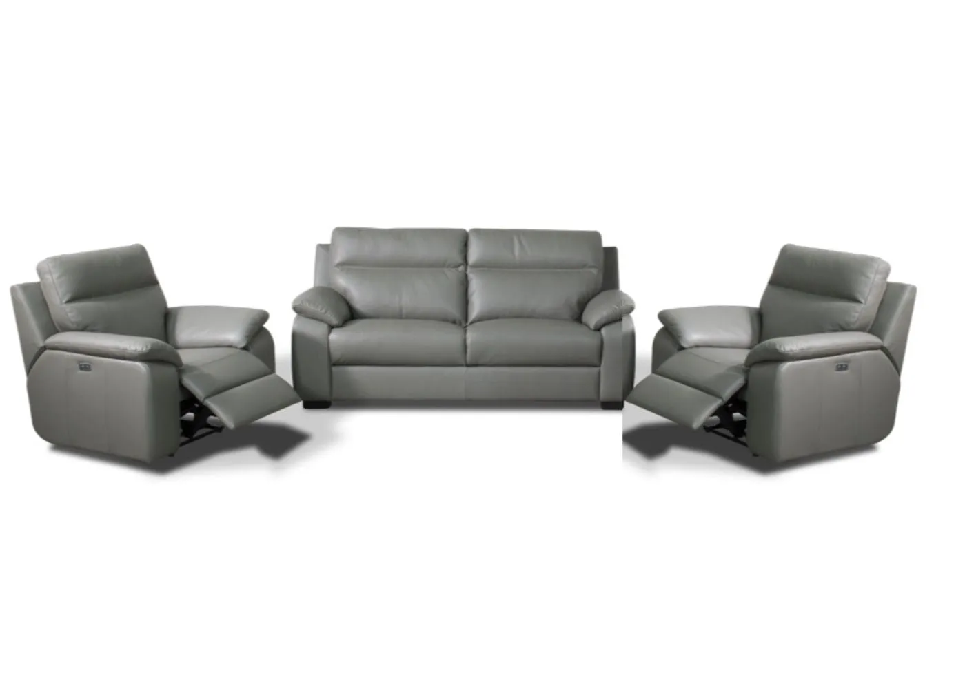 Caravaggio Italian Leather Sofa Range in Smoke by Annaghmore