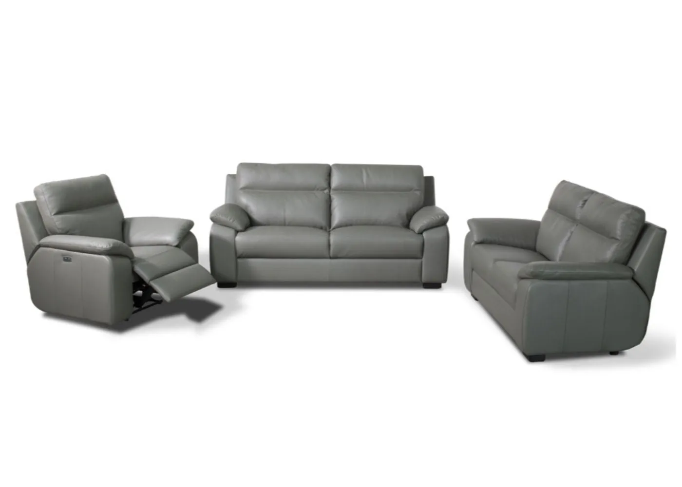 Caravaggio Italian Leather Sofa Range in Smoke by Annaghmore