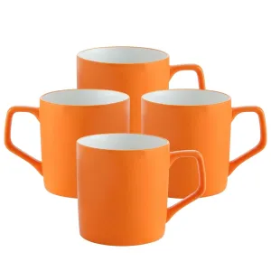 Clay Craft Fine Ceramic Orange Solid Coffee/Tea Mugs Set of 4