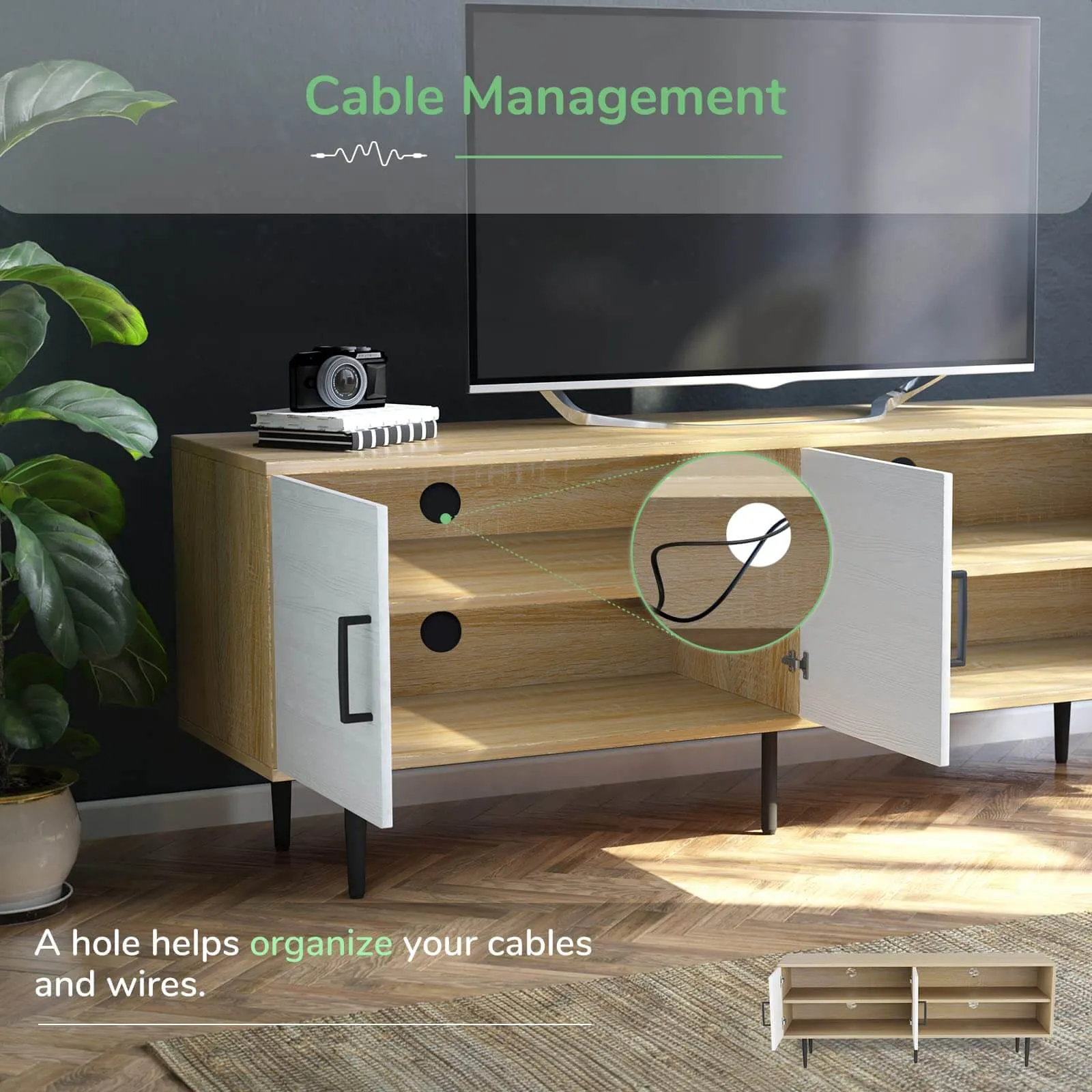 Concise TV Stand with Storage Cabinets