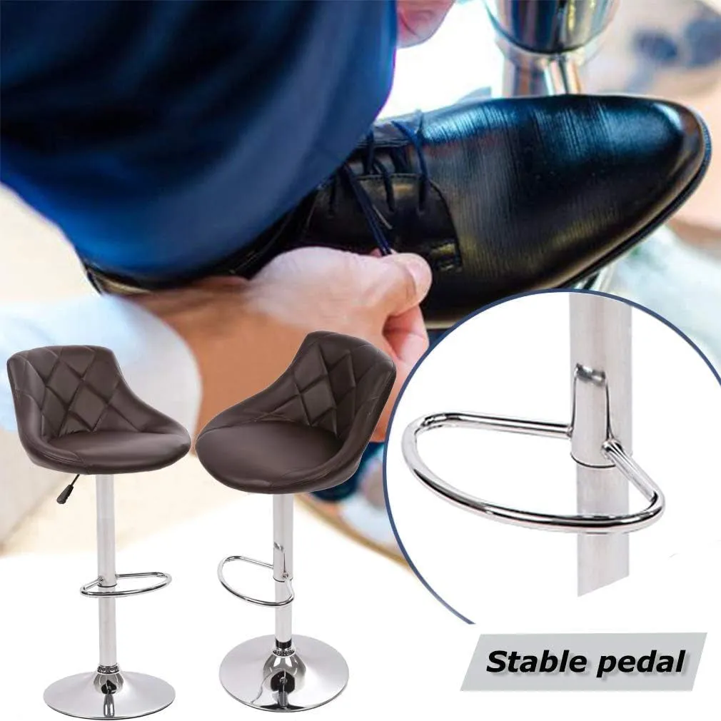 Counter Height Bar Stools Set of 2 PU Leather Height Adjustable Swivel Bar Chairs with Back