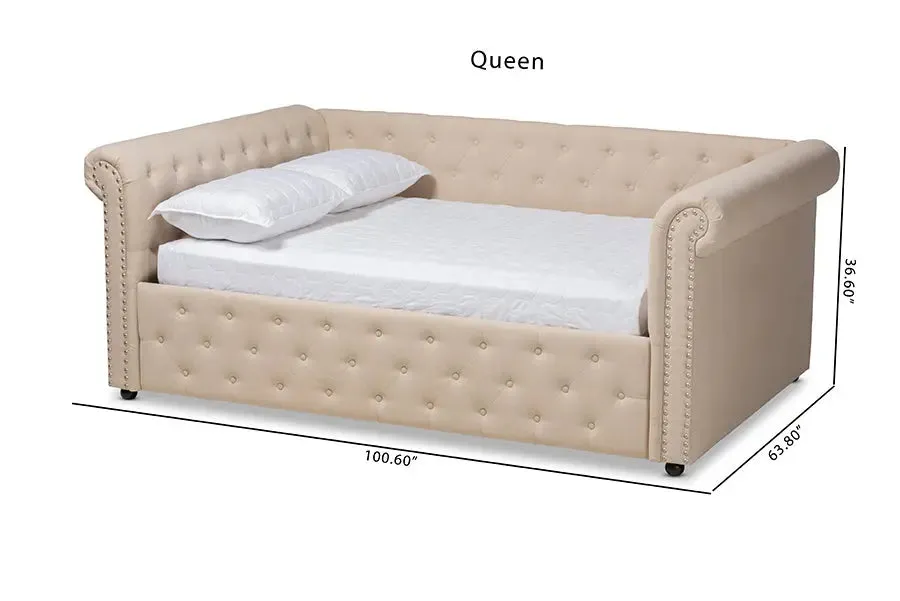 Dawson Beige Fabric Upholstered Queen Size Daybed