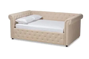 Dawson Beige Fabric Upholstered Queen Size Daybed