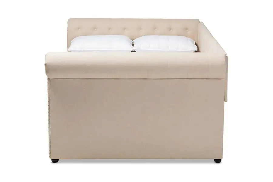 Dawson Beige Fabric Upholstered Queen Size Daybed