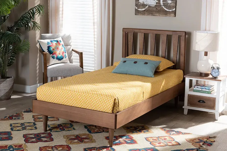 Durham Walnut Brown Finished Wood Platform Bed (Twin)