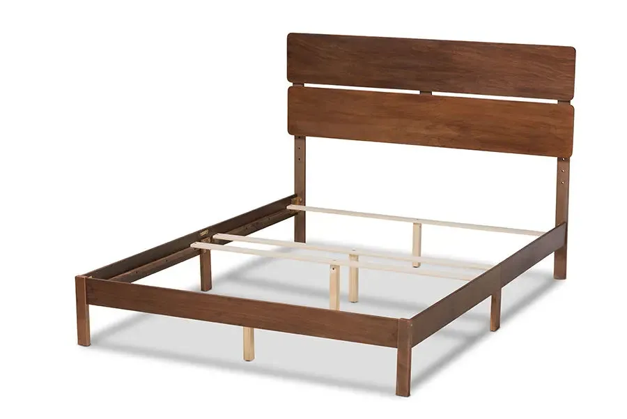 Elise Walnut Brown Wood Panel Bed (Full)