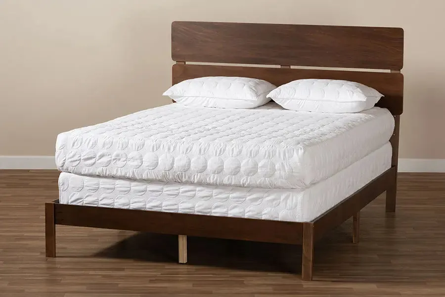 Elise Walnut Brown Wood Panel Bed (Full)