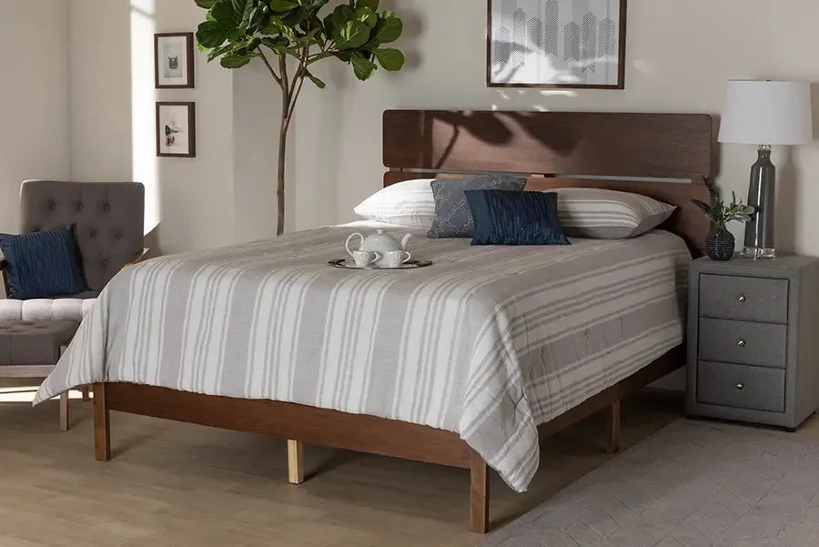 Elise Walnut Brown Wood Panel Bed (Full)