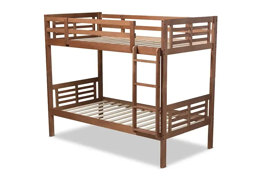 Emilia Walnut Brown Wood Bunk Bed (Twin)