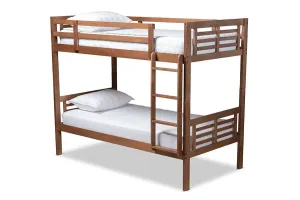 Emilia Walnut Brown Wood Bunk Bed (Twin)