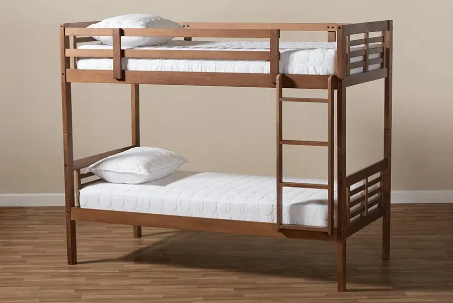 Emilia Walnut Brown Wood Bunk Bed (Twin)