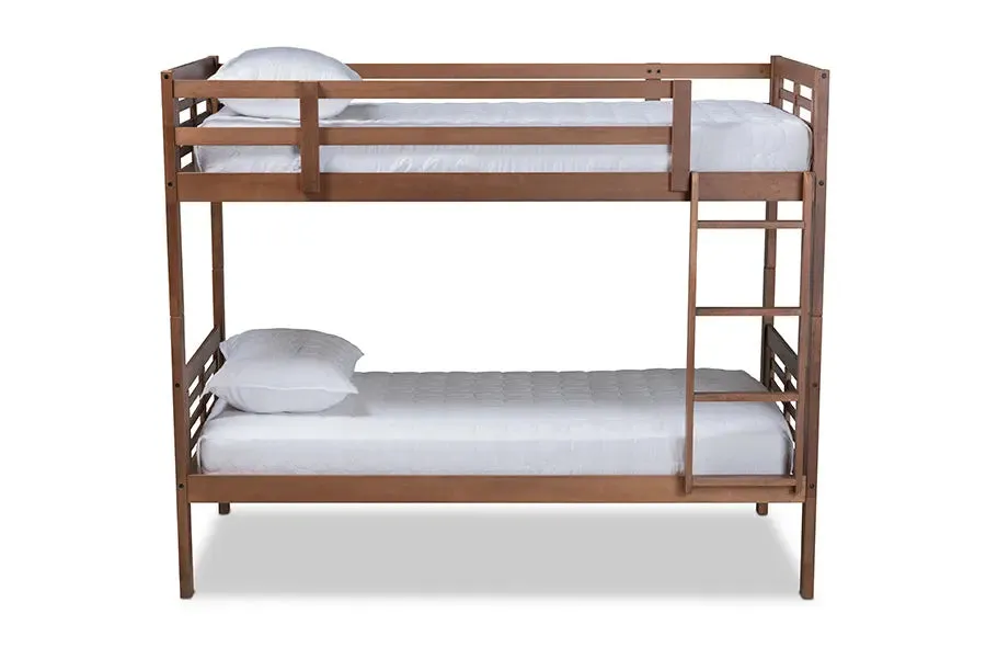 Emilia Walnut Brown Wood Bunk Bed (Twin)