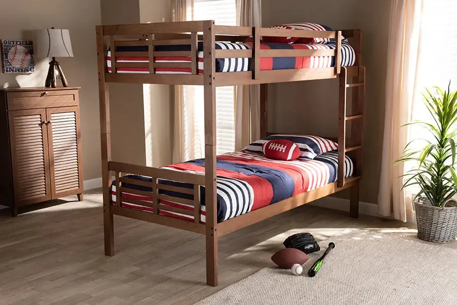 Emilia Walnut Brown Wood Bunk Bed (Twin)