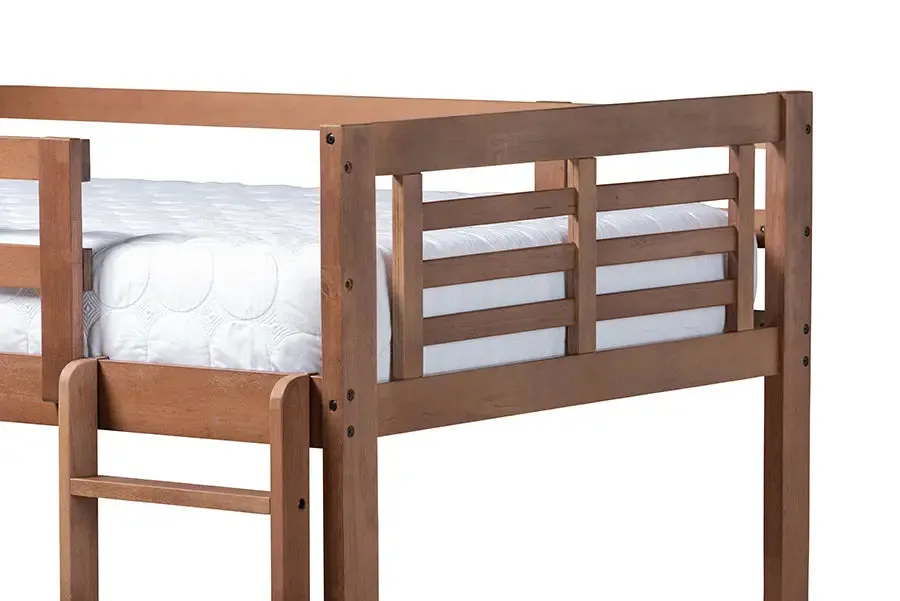 Emilia Walnut Brown Wood Bunk Bed (Twin)