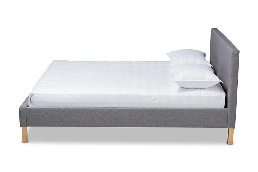 Evelyn Gray Fabric Upholstered Platform Bed (King)