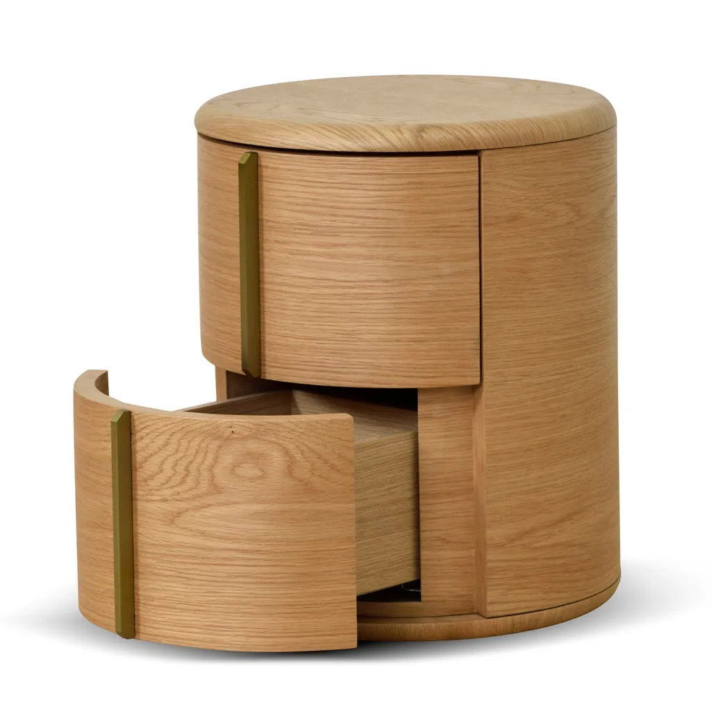 Ex Display - Leonard 46cm Round Bedside Table - Natural