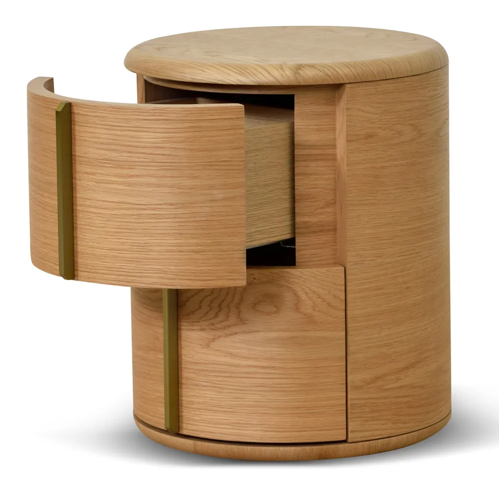 Ex Display - Leonard 46cm Round Bedside Table - Natural