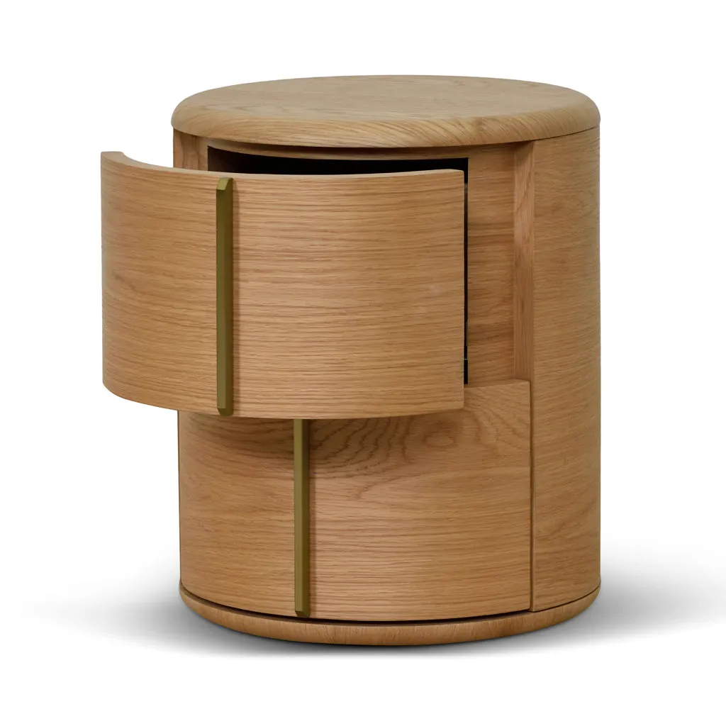 Ex Display - Leonard 46cm Round Bedside Table - Natural