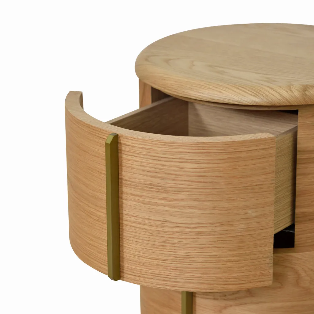 Ex Display - Leonard 46cm Round Bedside Table - Natural