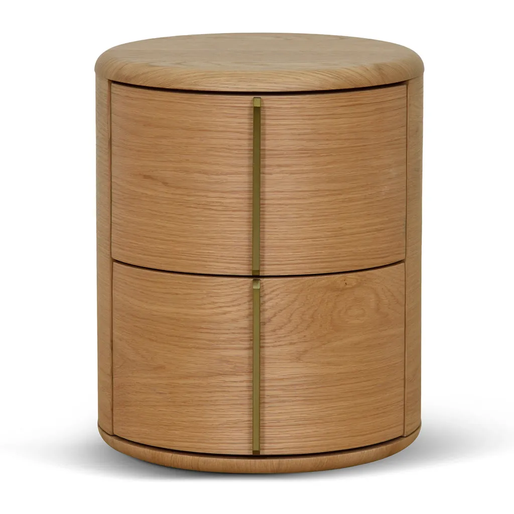 Ex Display - Leonard 46cm Round Bedside Table - Natural