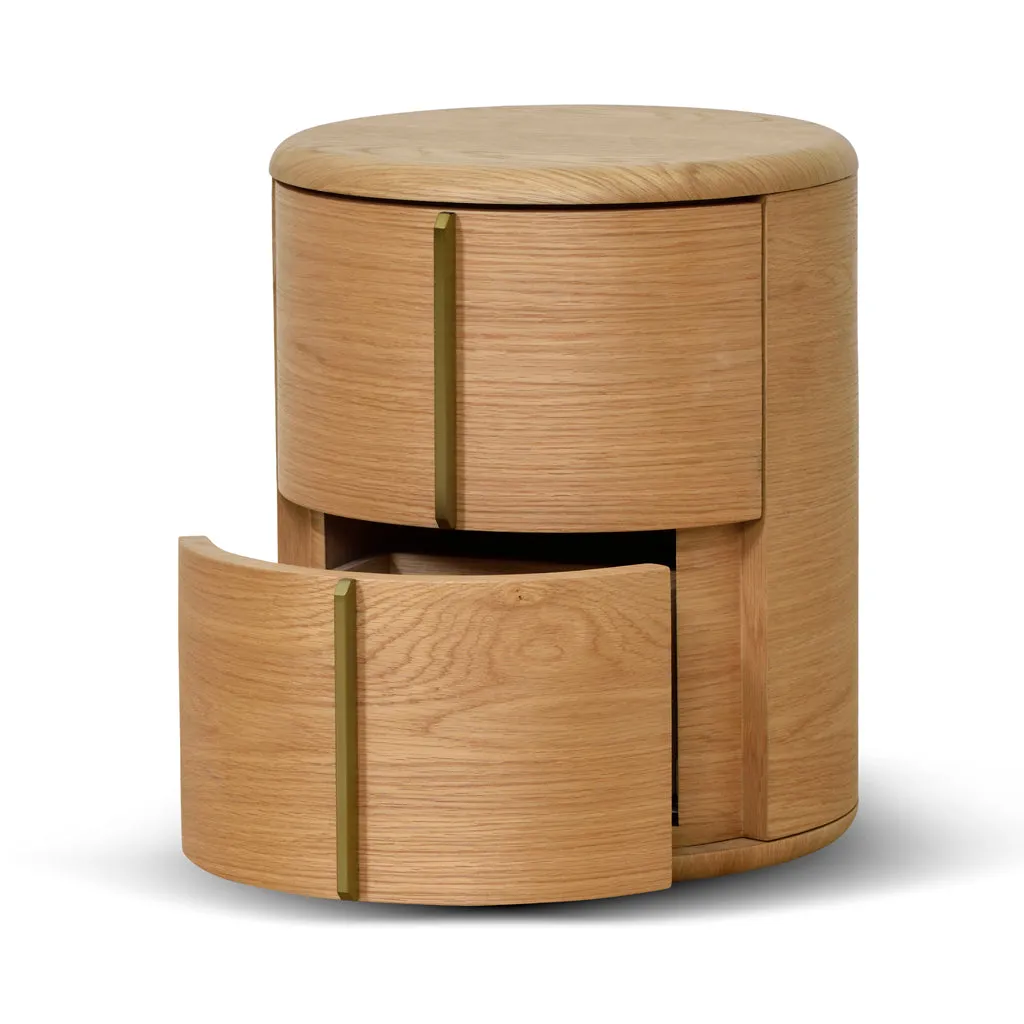 Ex Display - Leonard 46cm Round Bedside Table - Natural