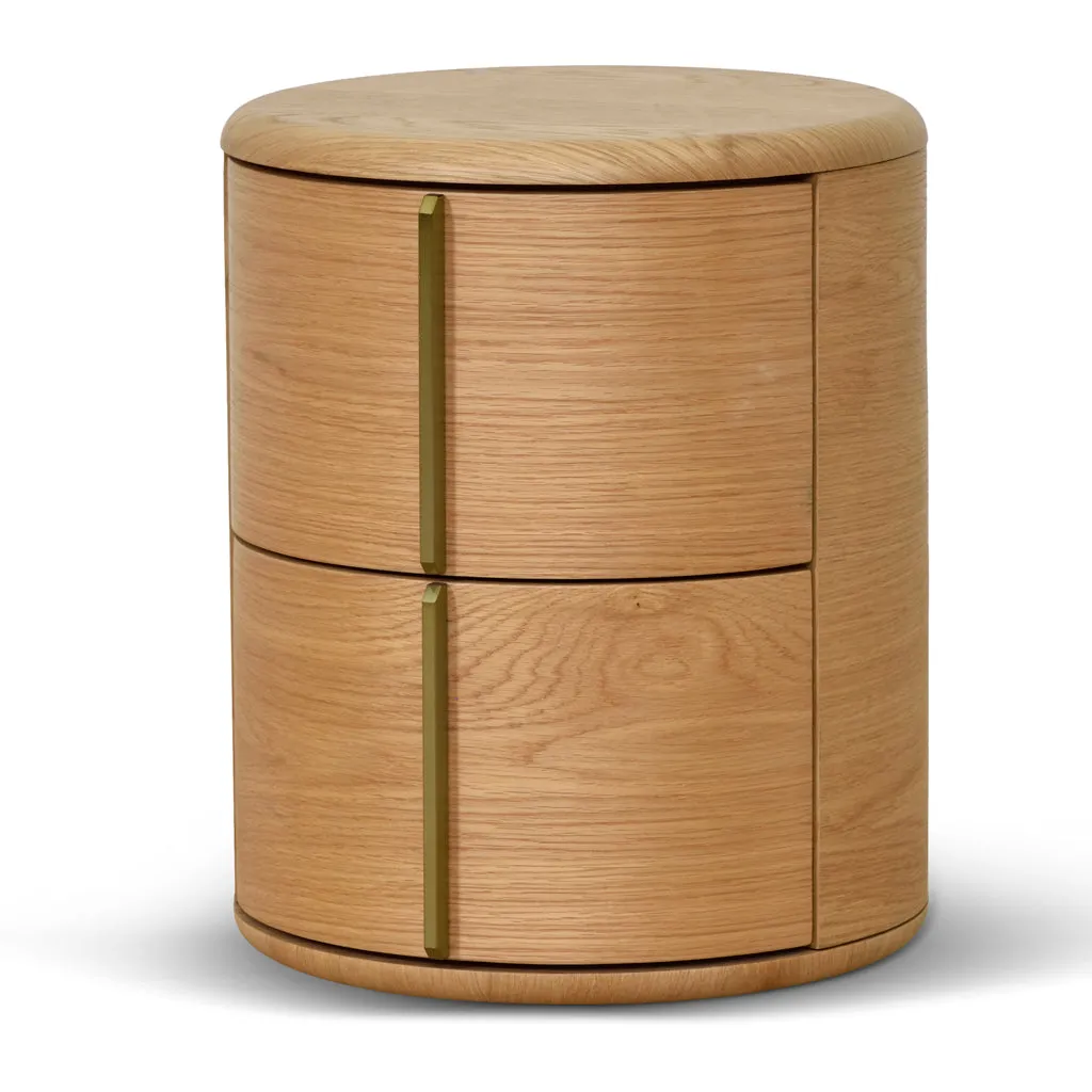 Ex Display - Leonard 46cm Round Bedside Table - Natural