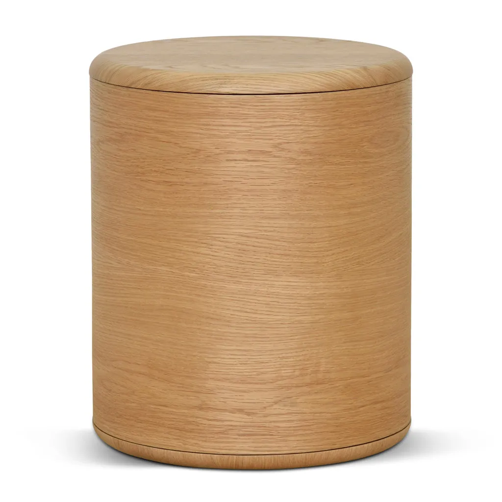 Ex Display - Leonard 46cm Round Bedside Table - Natural