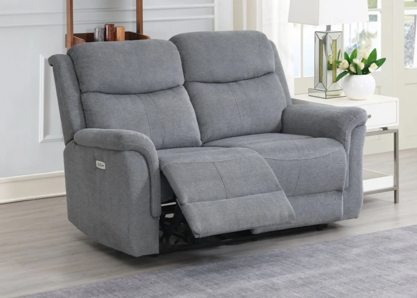 Faringdon Electric Reclining Sofa Range in Grey by Annaghmore