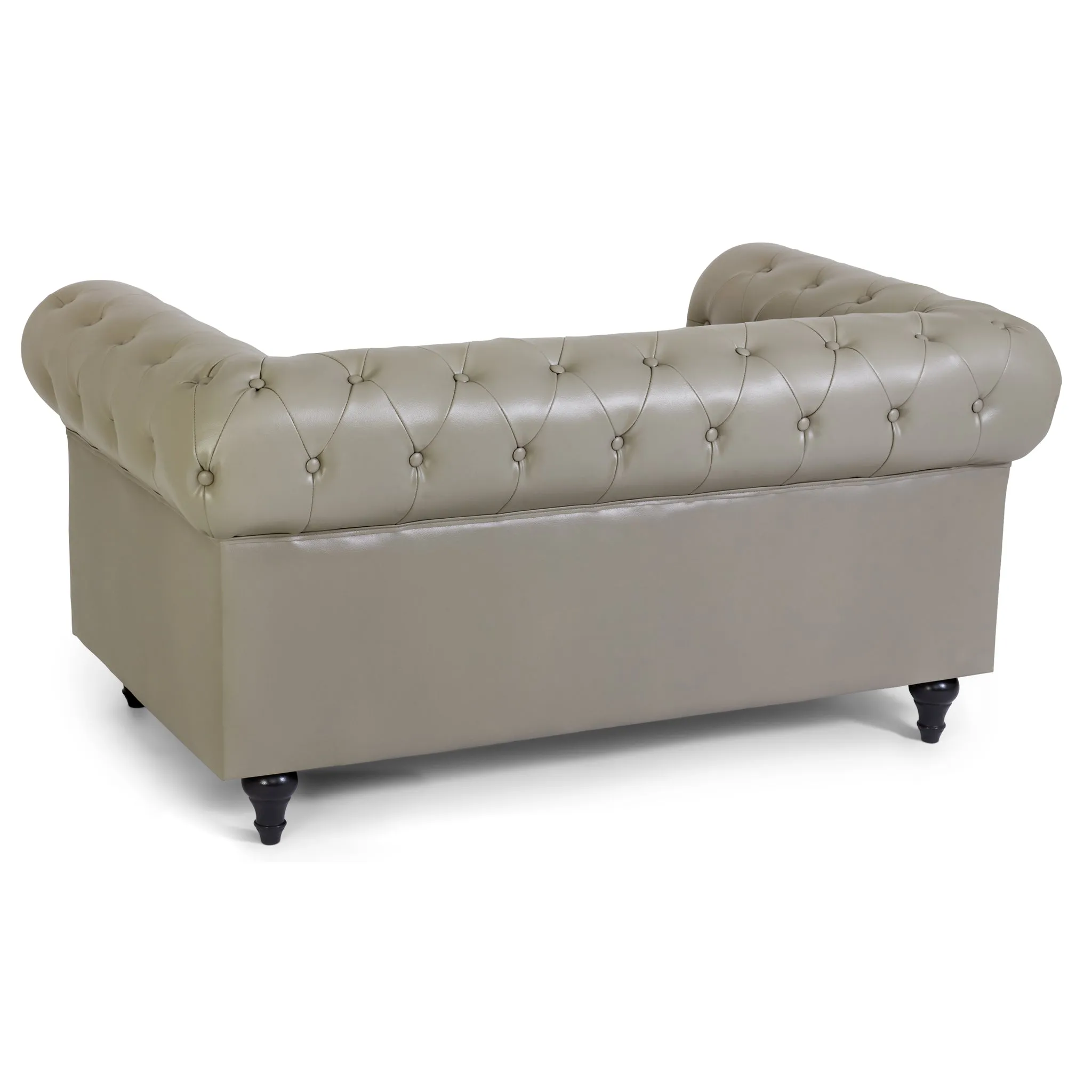 Faux Leather Chesterfield Sofa Suite - Grey