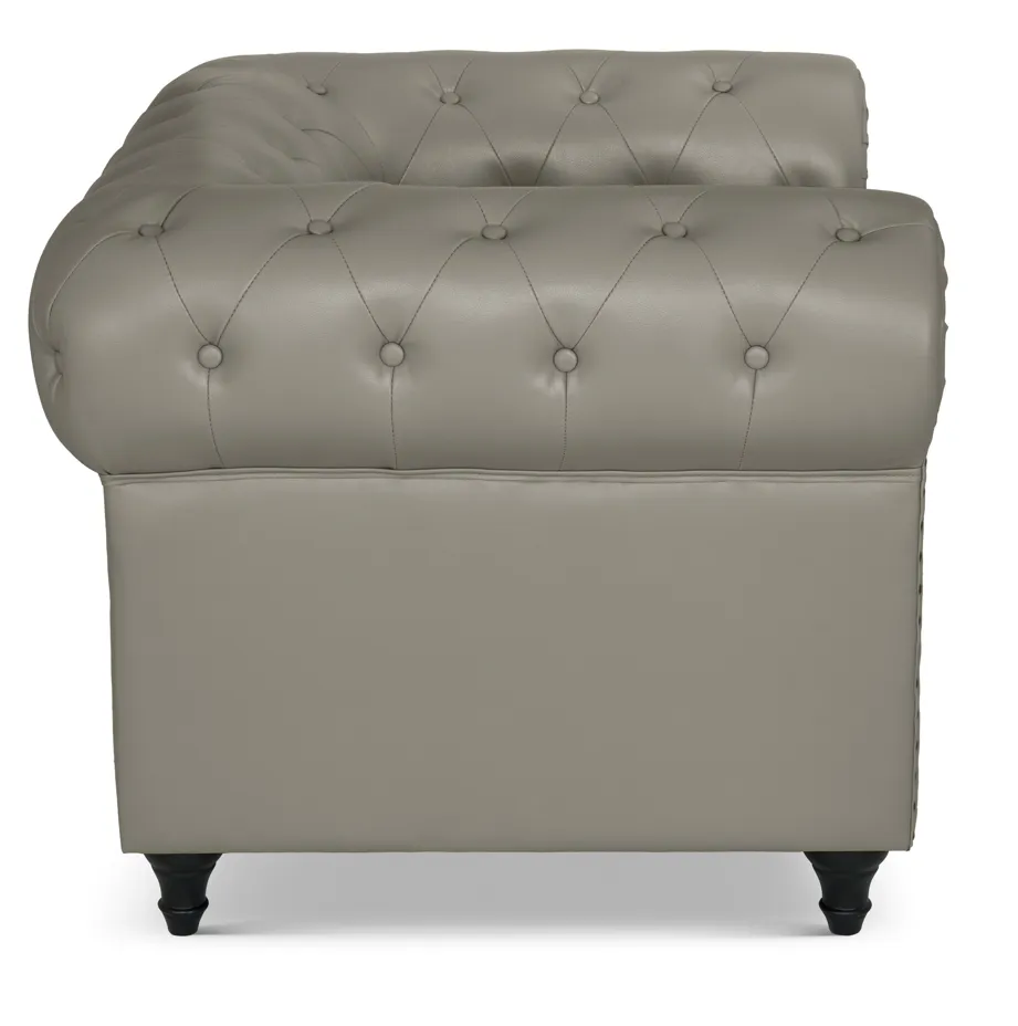 Faux Leather Chesterfield Sofa Suite - Grey