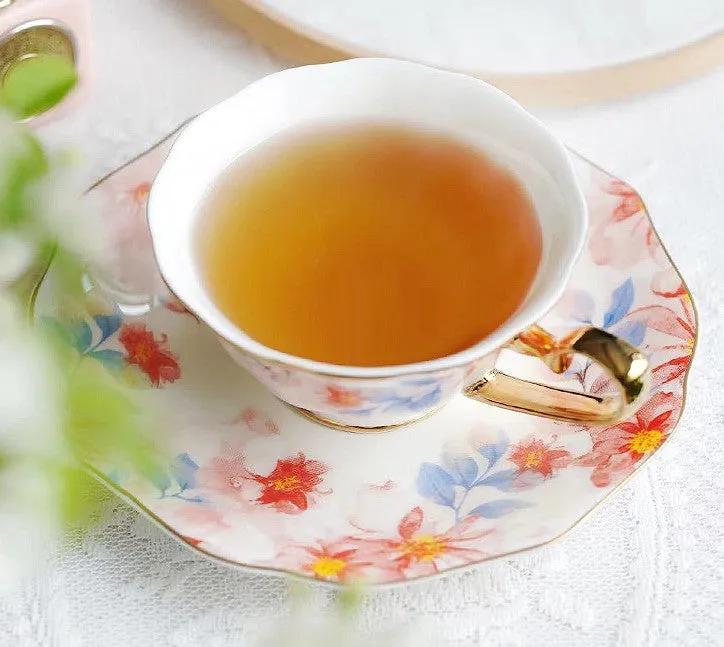 Flower Bone China Porcelain Tea Cup Set, Unique Tea Cup and Saucer in Gift Box,British Royal Ceramic Cups for Afternoon Tea, Elegant Ceramic Coffee Cups