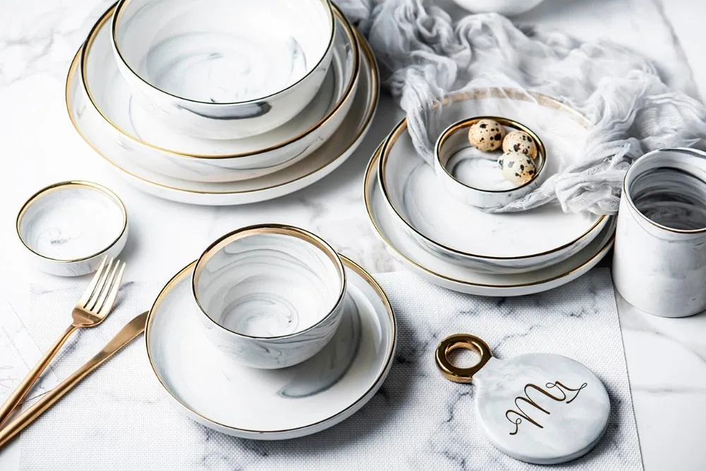 Gold Marble Ceramic Tableware Set