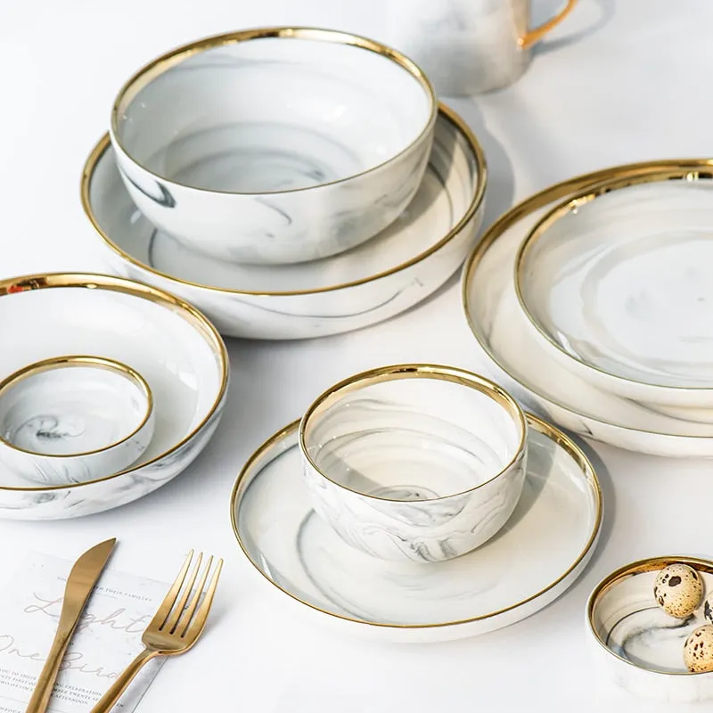 Gold Marble Ceramic Tableware Set